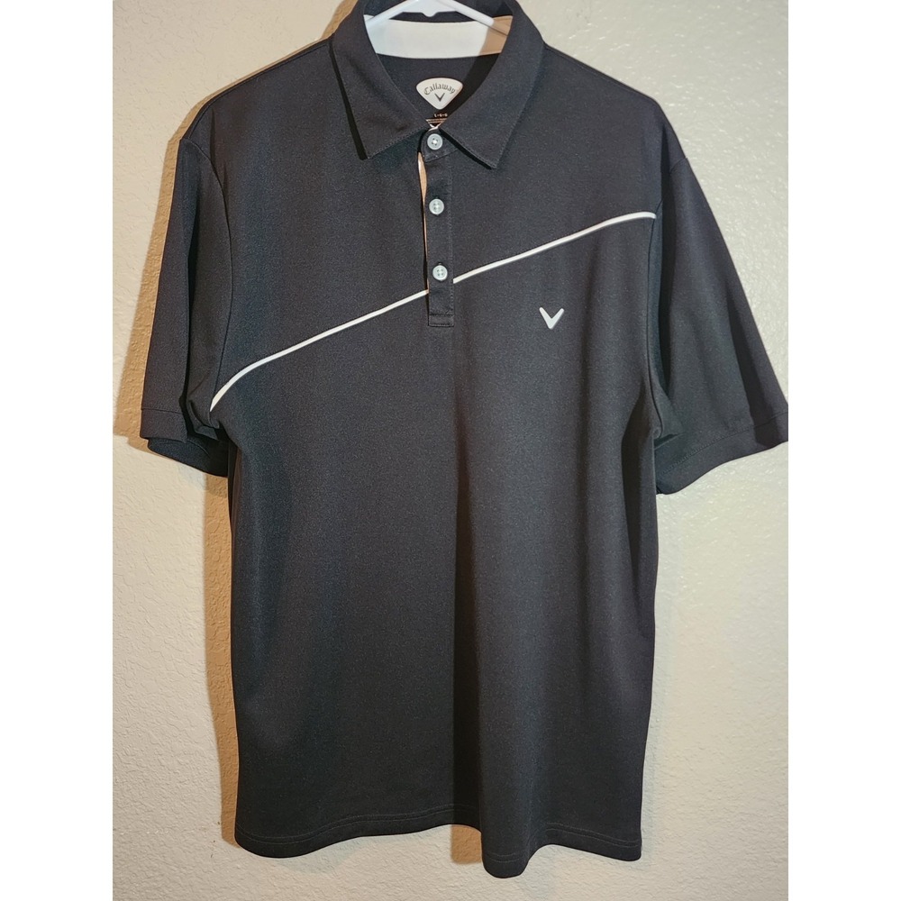 Callaway‎ Men's Polo Golf Shirt, Size Large, Black, Short Sleeve, Breathable